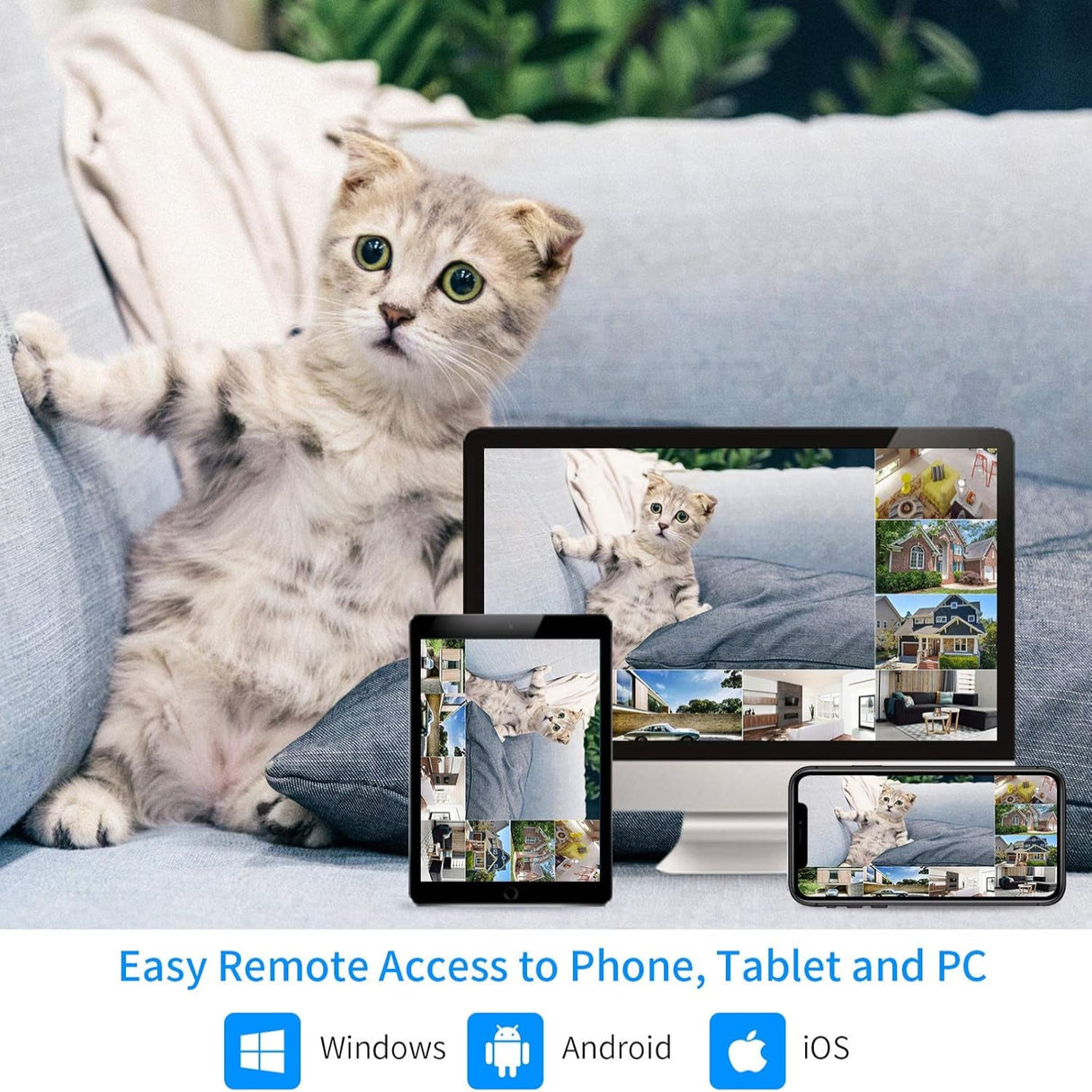 2K Wireless Security Camera System, 10CH NVR Kit,8Pcs 3MP Wifi Surveillance Cameras for Home Indoor/Outdoor Use,Night Vision,Waterproof, Motion Detection, 3TB Hard Drive and DC Power Included