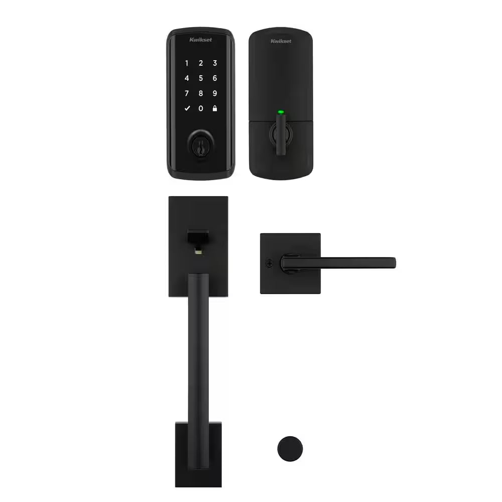 HALO Select Matte Black Wi-Fi Electronic Smart Lock Deadbolt with San Clemente Handleset Halifax Handle Combo Pack
