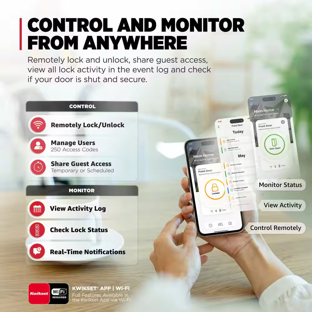 HALO Select Matte Black Wi-Fi Electronic Smart Lock Deadbolt with San Clemente Handleset Halifax Handle Combo Pack