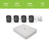 ULTRA BLUE SERIES 4K 4 Channel Wired Poe NVR Smart Security Camera System with 1TB HDD & 4 X 5 Megapixel Bullet Cameras