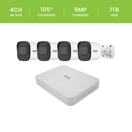 ULTRA BLUE SERIES 4K 4 Channel Wired Poe NVR Smart Security Camera System with 1TB HDD & 4 X 5 Megapixel Bullet Cameras