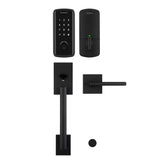 HALO Select Matte Black Wi-Fi Electronic Smart Lock Deadbolt with San Clemente Handleset Halifax Handle Combo Pack