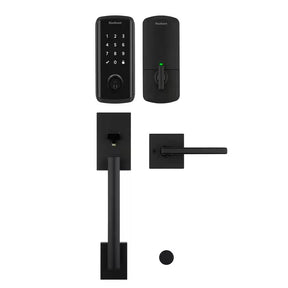 HALO Select Matte Black Wi-Fi Electronic Smart Lock Deadbolt with San Clemente Handleset Halifax Handle Combo Pack