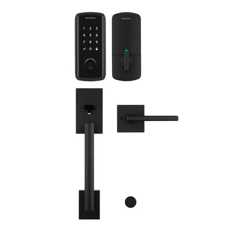HALO Select Matte Black Wi-Fi Electronic Smart Lock Deadbolt with San Clemente Handleset Halifax Handle Combo Pack