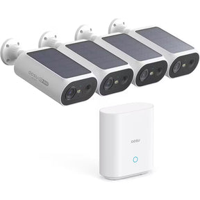 Solar Panel Built-In Smart Security Camera Kit-3Mp and Cross Camera Track with 32GB Storage Home Base, No Monthly Fee