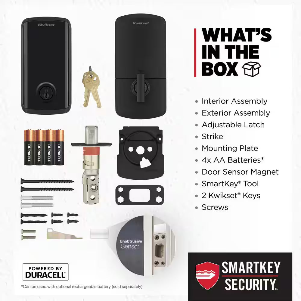 HALO Select Matte Black Wi-Fi Electronic Smart Lock Deadbolt with San Clemente Handleset Halifax Handle Combo Pack