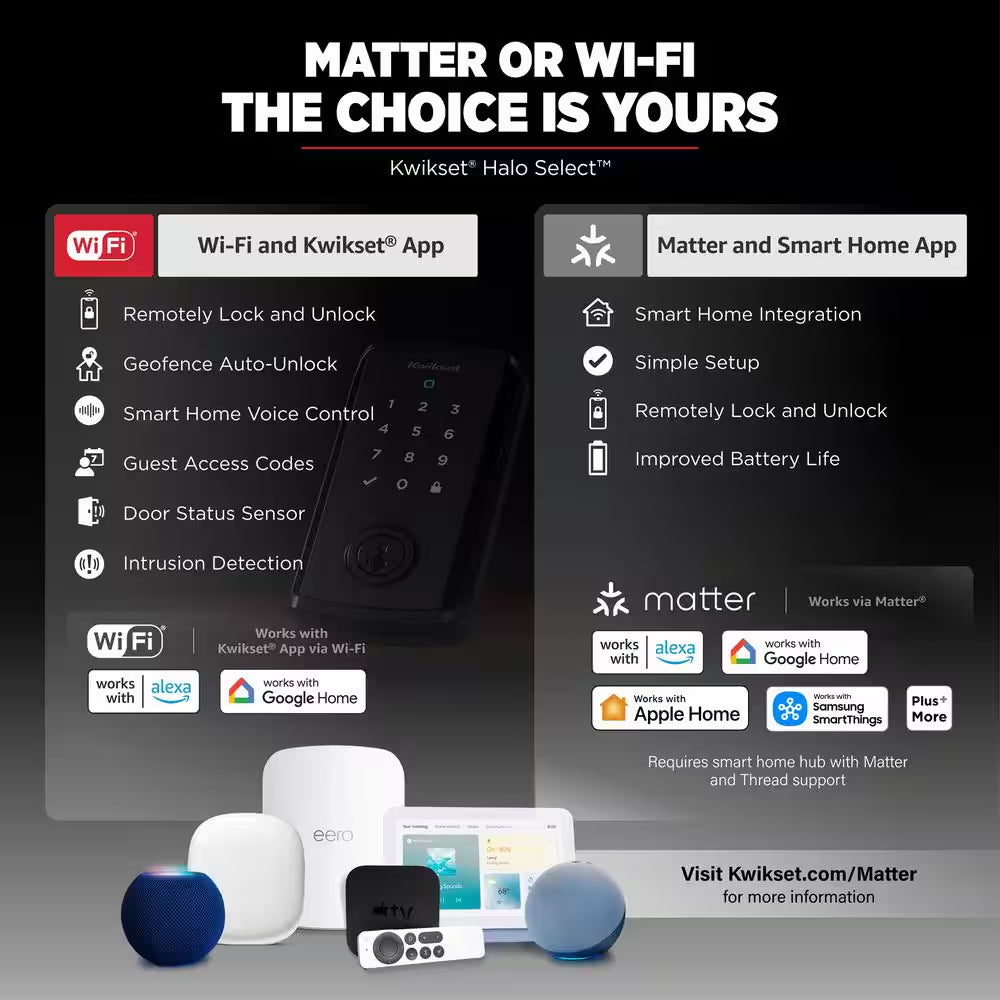 HALO Select Matte Black Wi-Fi Electronic Smart Lock Deadbolt with San Clemente Handleset Halifax Handle Combo Pack