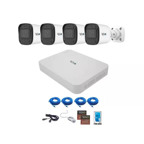 ULTRA BLUE SERIES 4K 4 Channel Wired Poe NVR Smart Security Camera System with 1TB HDD & 4 X 5 Megapixel Bullet Cameras